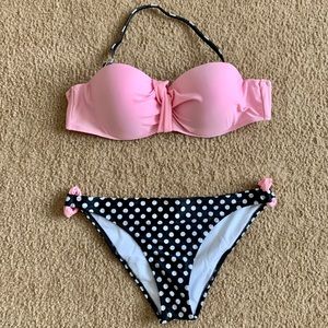 Polka Dot Runched Bikini Set